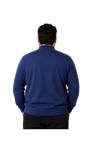 Battalmoda Erkek Büyük Beden İndigo Yarım Balıkçı Pamuklu Kazak 3xl-4xl-5xl-6xl