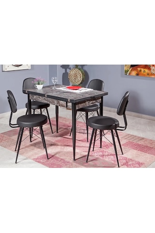 Kartal Dikdörtgen Masa, Eyfel Sandalye, Siyah 100x65 Siyah