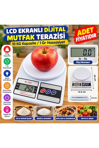 Kahveci.store Lcd Ekranlı Dijital Hassas Mutfak Terazisi Tartısı Baskülü Adet Fiyatıdır 22 Çok Renkli