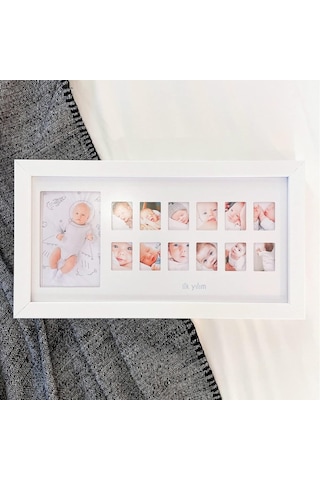 Fufizu İlk Yılım Fotoğraf Anı Çerçevesi - Dekoratif Bebek Odası 12 Aylık Resim Hatıra Çerçevesi Çok Renkli