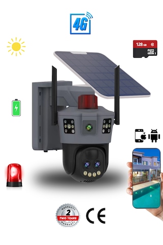 Güneş Panelli Sirenli 4g 360 10x Zoom Kamera