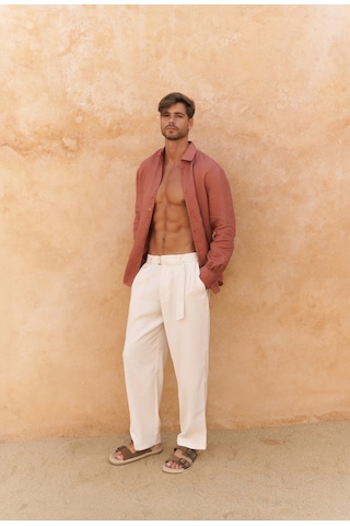 Mai Collection Lorenza Kemer Detay Ekru Erkek Pantolon Ekru