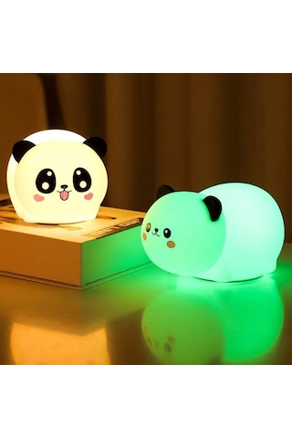 Gülümseyen Panda Led Silika Jel Gece Lambası Beyaz