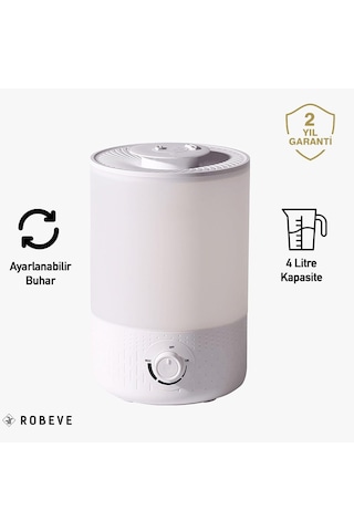 Robeve Rbh-02 Ultrasonik Hava Nemlendirici Aroma Difüzörü 4 Litre Buhar Makinesi 4l Nemlendirici - Otomatik Kapanma S