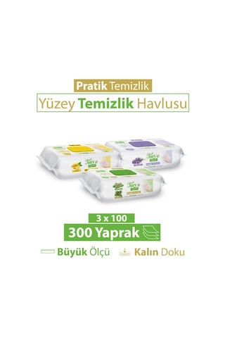 Turco Doğadan Pratik Temizlik Turco Doğadan Pratik Yüzey Temizlik Havlusu Yeşil Sabun Lavanta Limon 3x100 Diğer