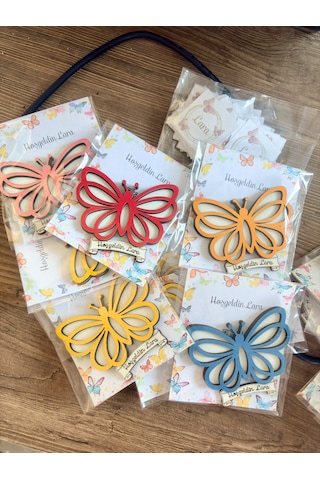 İsme Özel Ahşap Kelebek Magnet 10'lu - Bebek Doğum, Baby Shower, Nişan Ve Doğum Günü Hediyeliği