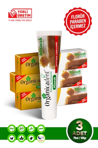 Misvaklı Doğal Diş Macunu 105 Gr 70ml 3'lü Paket Beyazlatma