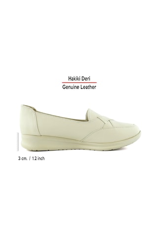 Erkan Saçmacı Mammina Bej Hakiki Deri Çapraz Bant Detaylı Slip-on Günlük Ayakkabı Bej