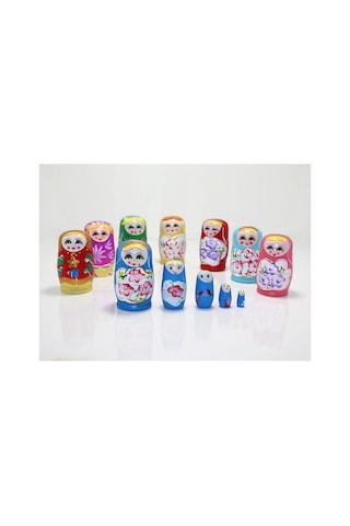 1 Adet Ahşap Matruşka İç İçe 5'li Set 12 Cm, Geleneksel Form, Matryoshka Nesting Doll