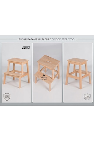 Ahşap Basamaklı Tabure , Katlanır 2 Basamaklı Mutfak Taburesi Siyah