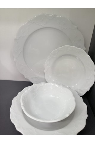 Porland Porselen Queen 24 Parça 6 Kişilik Yemek Takımı Sade