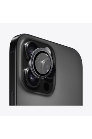 Safeus Safir Temperli Kamera Lens Koruyucu Apple Uyumlu iPhone 16 Pro Max İle Siyah