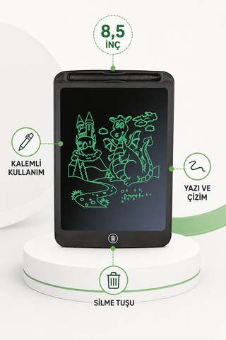 Inox Dijital Yazı Tahtası 8,5 İnç Kalemli Lcd Çizim Not Alma Tableti Siyah Çocuk Ve Yetişkin Diğer