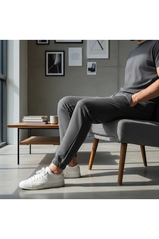 Noxly Üç İplik Jogger Lastik Paça Eşofman Altı Antrasit