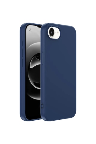 Apple Uyumlu iPhone 16e İçi Kadife Lansman Kılıf Ve Mat Seramik Tam Kaplayan Cam Ekran Koruyucu Lacivert
