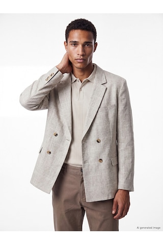 Lcw Vision Bej Regular Fit Keten Karışımlı Erkek Blazer Ceket