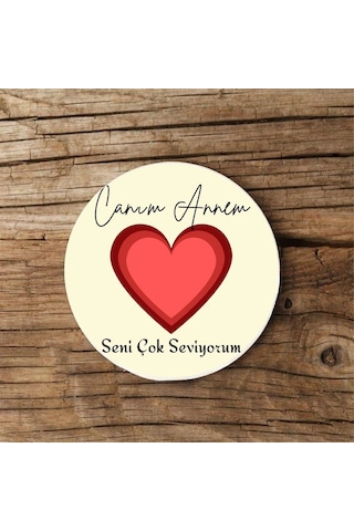 Canım Annem Tasarımlı Mdf İkili Bardak Altlığı Anneler Günü Hediyesi Çok Renkli