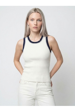 Slim Fit Kadın Atlet Ekru