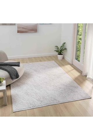 Krem Gri Soyut Çizgili Modern Halı - Mk0555grl
