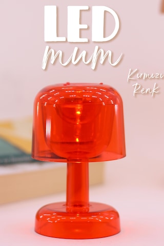 Led Mum İskandinav Tip Pil Dahil Dumansız Alev Ledli Yapay Dekoratif Mum Dekor Işığı Kırmızı Pt428 Kırmızı