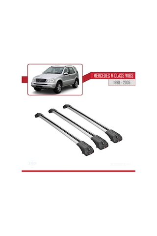 Mercedes M Class W163 1998-2005 Arası İle Uyumlu Ace-1 Ara Atkı Tavan Barı Gri 3 Adet Bar