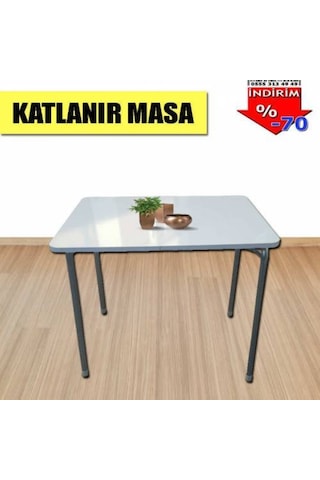 Depolife Pratik Katlanır Ayaklı Yemek Piknik Masası Balkon Piknik 60X80 Cm