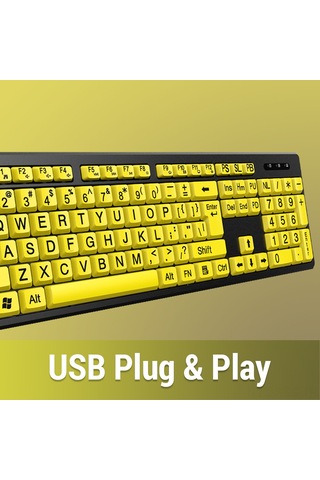 Springsun Yaşlılar İçin Büyük Tuşlu Usb Klavye - Sessiz, Suya Dayanıklı, Yüksek Kontrastlı