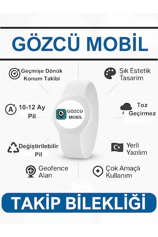 Gözcü Mobil Takip Bilekliği Ios Android Uyumlu Çocuk Genç Yaşlı Hasta Takip Konum Bilekliği Takip Cihazı Simsiz Beyaz