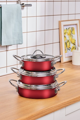 Karaca Ateş Emaye 6 Parça Omlet Seti Bordo