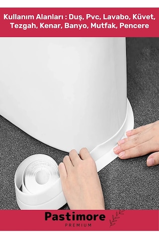 Duş Pvc Lavabo Küvet Tezgah Kenar Banyo Mutfak Pencere 3,2 Mt Su Sızdırmaz Geçirmez Yalıtım Bant Beyaz