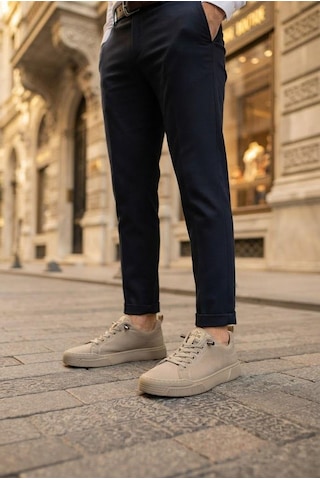 Fort Noka North Rahat Lastik Bağcıklı Sneaker Keten Erkek Ayakkabı Bej