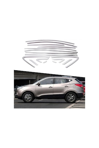 Hyundai ix35 Uyumlu Paslanmaz Krom Cam Çerçeve Çıtası Seti 48613