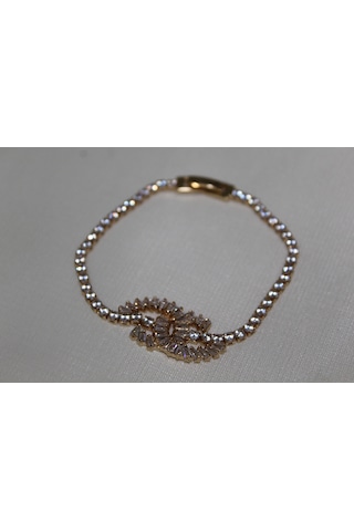 Sonsuz Işıltı Zirkon Taşlı Çelik Bileklik 17 Cm Sonsuzluk İşaretli Altın Renk Kadın Çelik Bileklik Gold