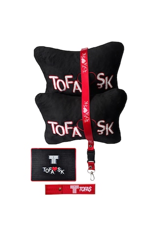 Tofaşk Polar Araç Seyahat Nakışlı Siyah Boyun Yastığı & Tofaş Oto Aksesuar