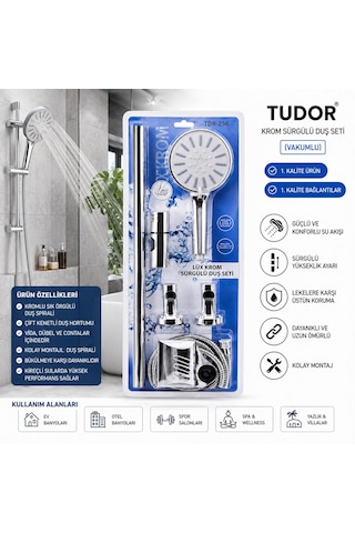 Vakumlu - Krom Lux Sürgülü Duş Seti 50001 000 Açık Krem