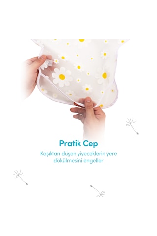 Sevi Bebe Büyük Cepli Eva Önlük Papatya Beyaz