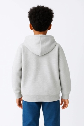 Moda Assema Erkek Çocuk Kapüşonlu Kanguru Çepli Tam Fermuarlı Hırka Sweatshirt - Gri Çok Renkli