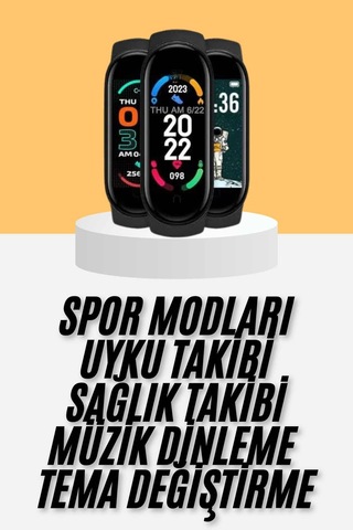 M6 Akıllı Bileklik Siyah Adımsayar Spor Takibi Android Ve Apple Uyumlu iOS Uyumlu - Uczzzm6bileklikkk3