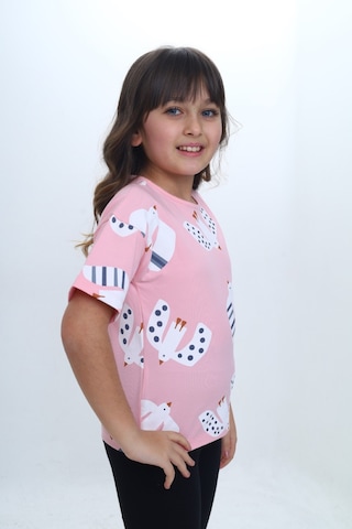 Toontoy Kids Toontoy Kız Çocuk Kuş Pano Baskılı Tişört Pembe