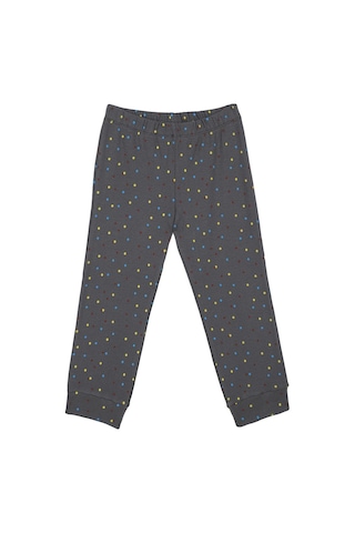 Antebies Organik Antrasit Puantiyeli Gece Işıkları Desenli Beli Lastikli Kısa Kollu Erkek Çocuk Pijama Takımı Gri