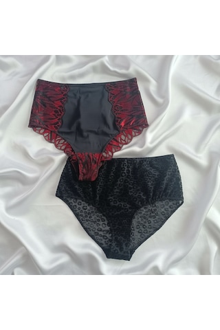 Bonbon Kadın Yüksek Bel 2'li Paket Slip Külot Bb2175 Siyah