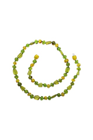 Doğal Form Sarı-yeşil Renkli Doğal Damla Kehribar Kadın Kolye Sarı