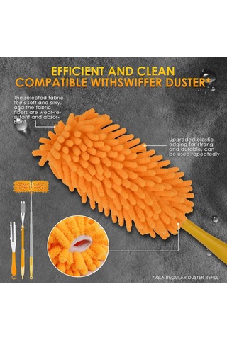 Xindoker Yeniden Kullanılabilir Mikrofiber Toz Alma Yedek Ucu Çoğu Koluyla Uyumlu, 4 Adet Set