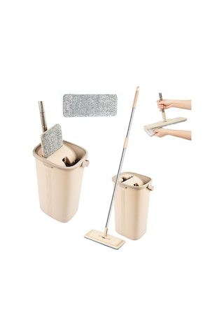 Spin Mop Tablet Mop Krem 5 L + Yedek Mop Bez 4 Adet