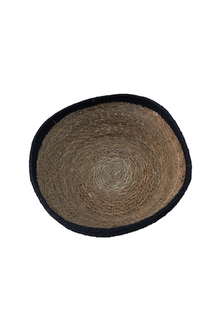 Sever Hasır Örgü Çok Amaçlı Sepet 27 CM Kahverengi - Siyah