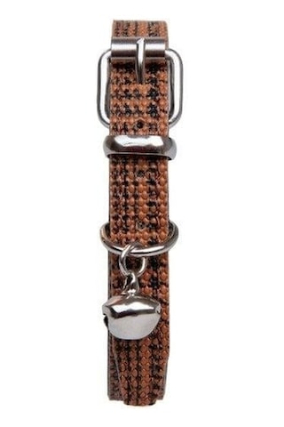 Kahverengi Desenli Deri Kedi Köpek Boyun Tasması 30 Cm-18517