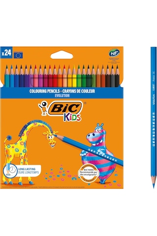 Kids Evolution Kuru Boya Kalemi, 24'lü Kutu, Kıymık Oluşturmaz, Çiğnemeye Karşı Dayanıklı, Kolay Açılır Çok Renkli