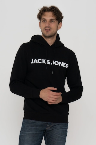 Jack & Jones Erkek Logo Baskili Kapüsonlu Sweatshirt - Deldrick 12193083 Black Siyah