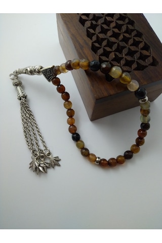 Kahve Akik Taşı Tespih / Doğaltaş Tespih 6 Mm N11.6778