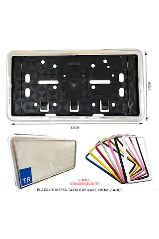 Plakalık Plastik Tak Kolay Kare Krom Çerçeveli 2 Adet